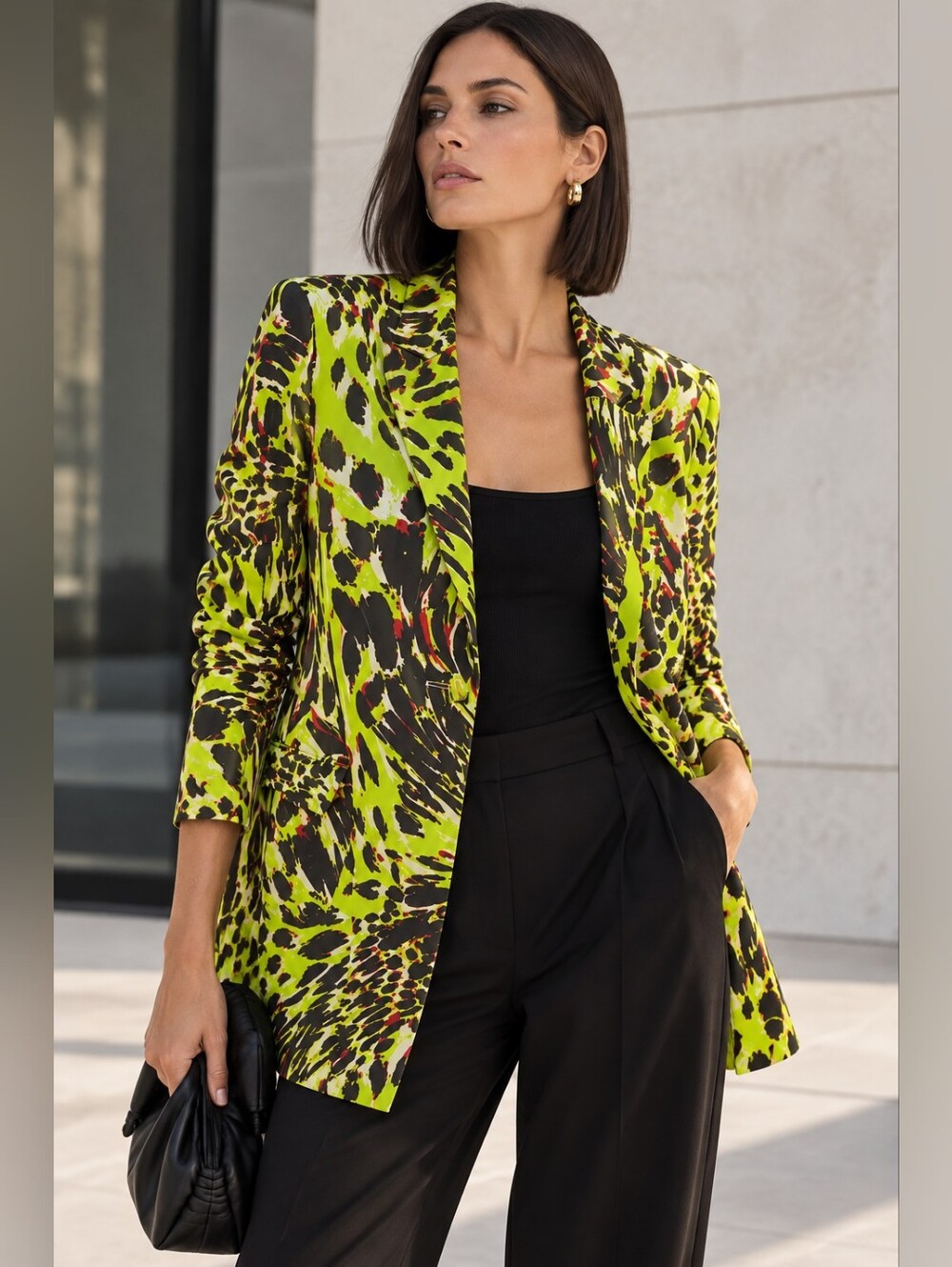 Airfield April Abstract Print Blazer Green Black EU 44
